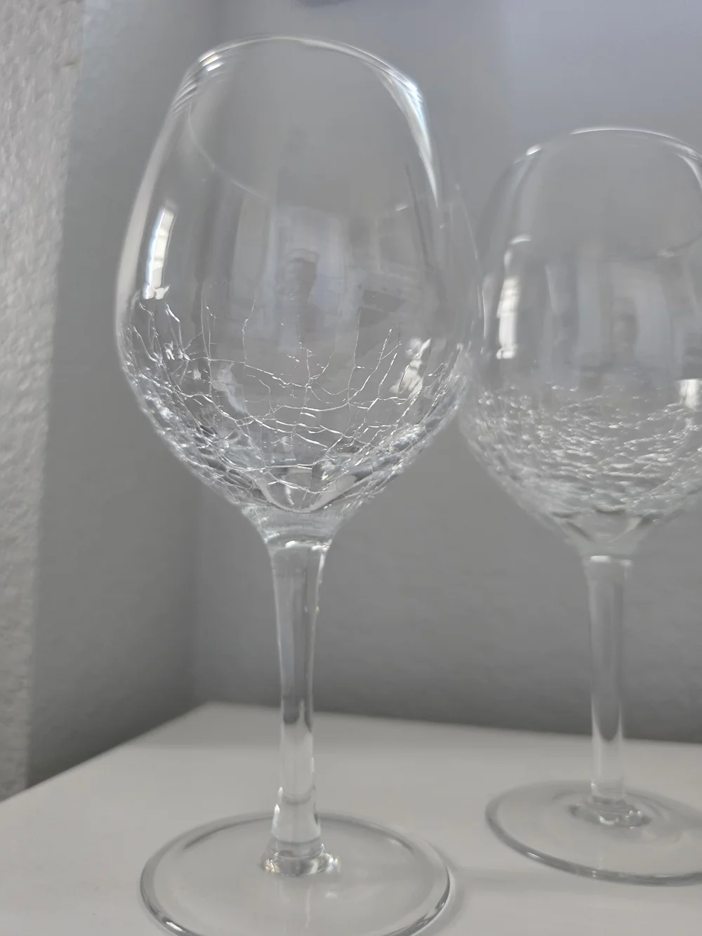 Pier One Clear Crackle Glass Wine Goblets - Set of 2